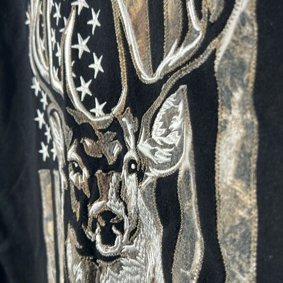 🦌🎯 BUCKWEAR Black Camo Embroidered Hunting HOODIE Sweatshirt Men Sz Medium - E - Picture 11 of 14